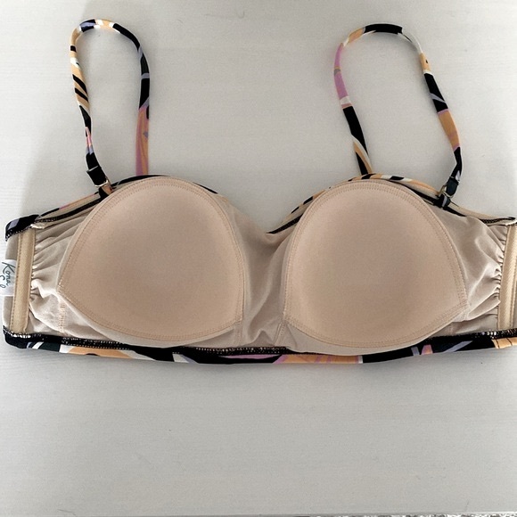 ☀️KONA SOL Tropical Print Bandeau Bikini Top Sz XL - Picture 6 of 9